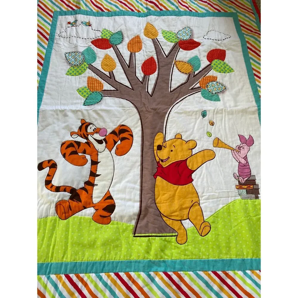 Vintage Disney Winnie the Pooh Quilt Baby Blanket 100 acre woods Tigger Piglet